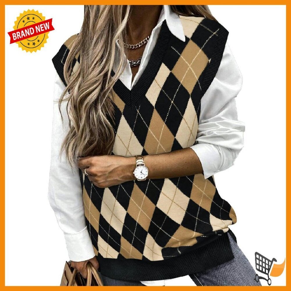 Plus Size Knit Sweater Vest V-Neck Cable Design XL-5XL